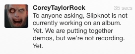 Corey Taylor me répond sur Twitter à propos du nouvel album de SLIPKNOT
